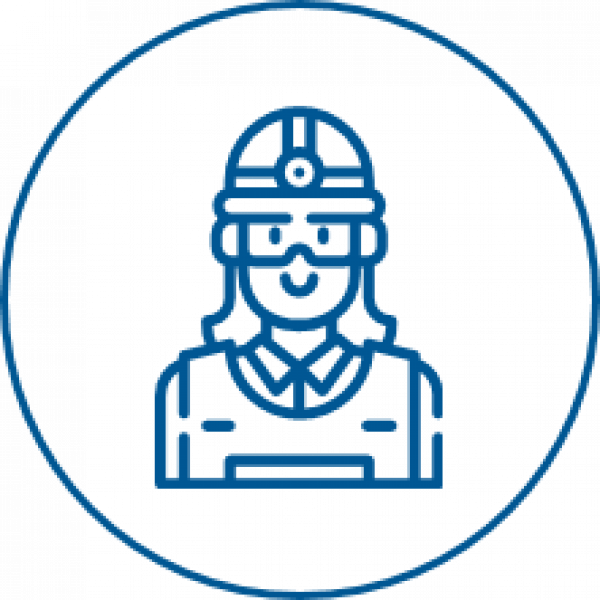 © neongrau Drawing of a woman in work clothes with hard hat and safety goggles